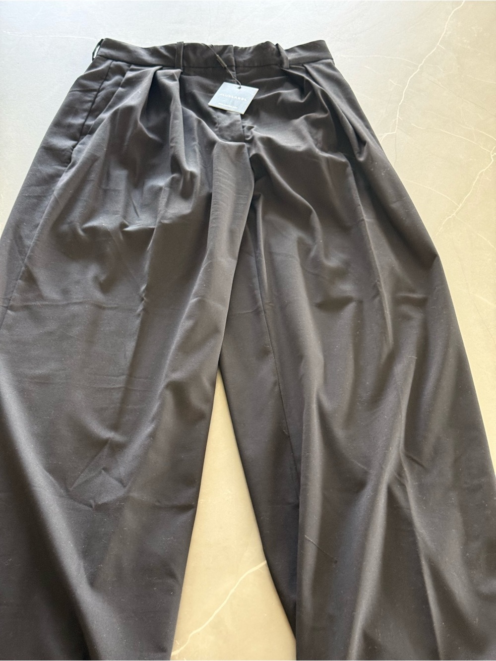 JLUXLABEL Wide Leg Black Pleated Trousers